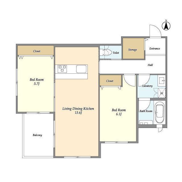 ADORABLEⅡ(2LDK/2階)の間取り写真