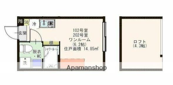 ハーモニーテラス上石神井関町(ワンルーム/1階)の間取り写真