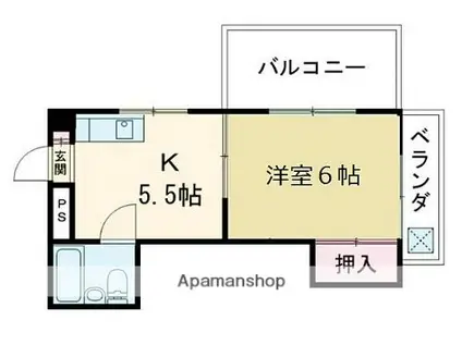 松島ビル(ワンルーム/3階)の間取り写真