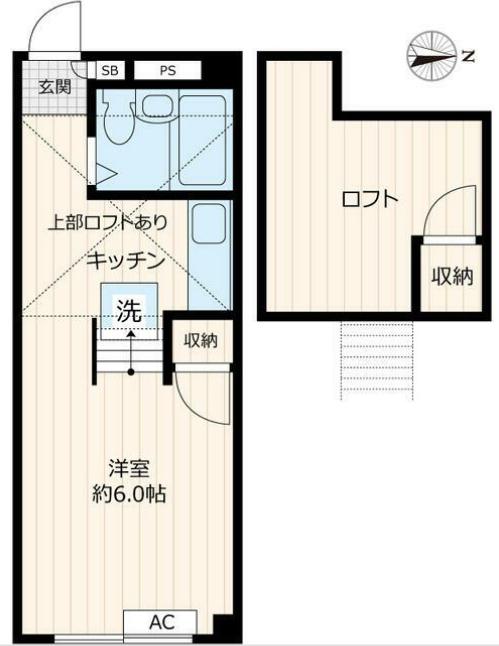 阿佐ヶ谷タウンハウス(ワンルーム/1階)の間取り写真