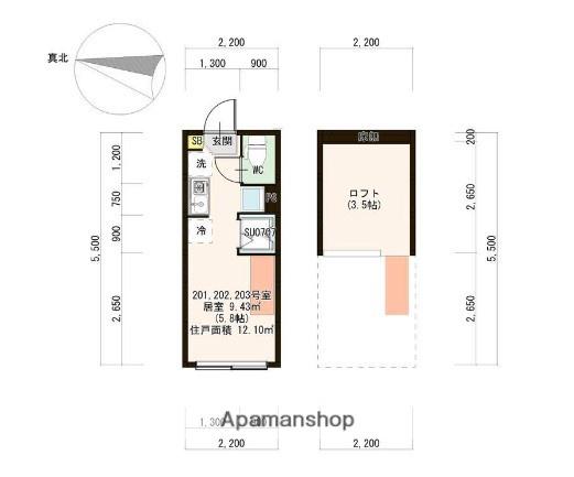 ルーエ上石神井(ワンルーム/2階)の間取り写真