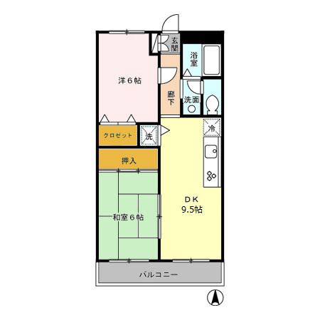 グレイスコート(2DK/3階)の間取り写真