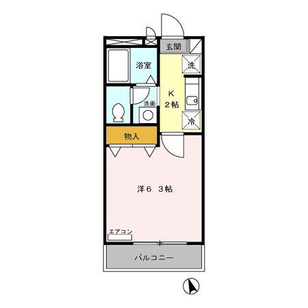 ブランシェ鷹の台(1K/2階)の間取り写真