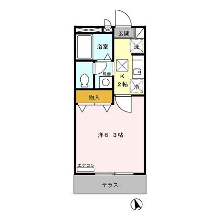 ブランシェ鷹の台(1K/1階)の間取り写真