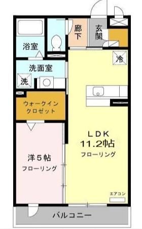 バラディー伏見(1LDK/3階)の間取り写真