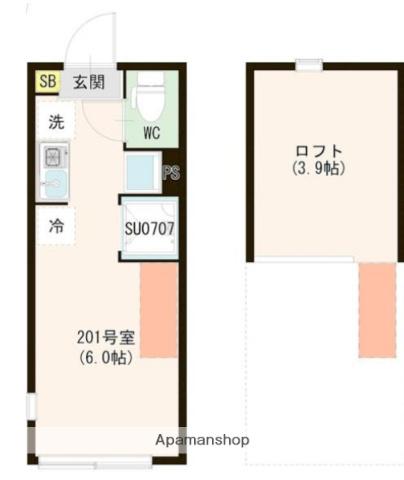 ハーモニーテラス上石神井二丁目(ワンルーム/2階)の間取り写真