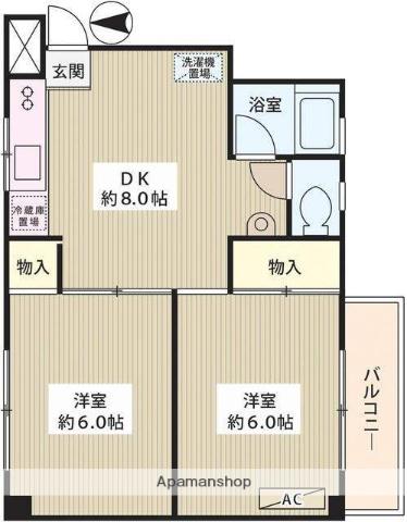 東高円寺ハイム(2DK/2階)の間取り写真