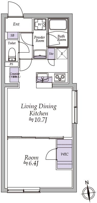 アトリオフラッツ高円寺(1LDK/5階)の間取り写真