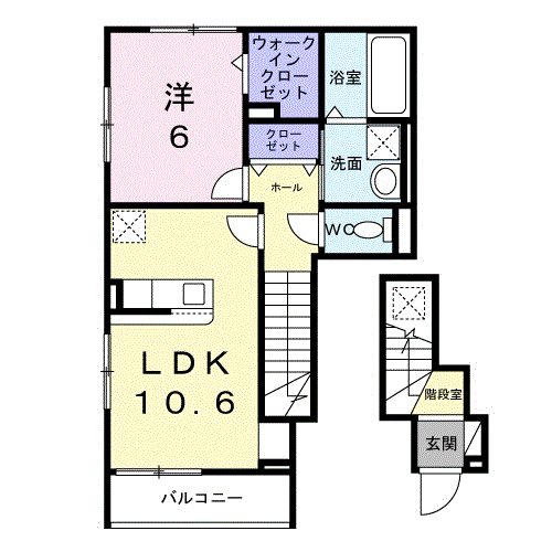 ヒカルサ小平栄町(1LDK/2階)の間取り写真