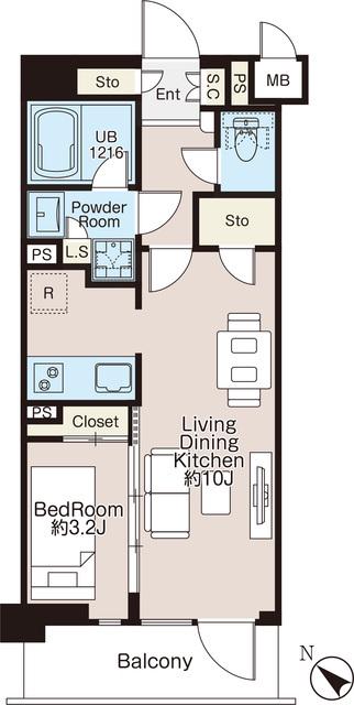 CREATIF三軒茶屋(1LDK/4階)の間取り写真