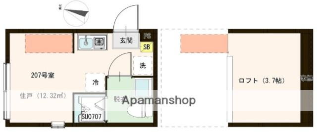 ソラニア上井草(ワンルーム/2階)の間取り写真