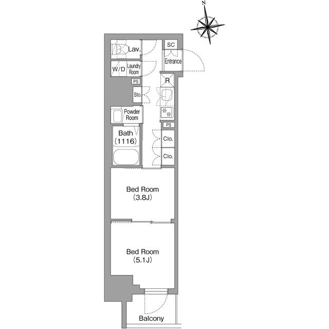 コンフォリア・リヴ北新宿(2K/8階)の間取り写真