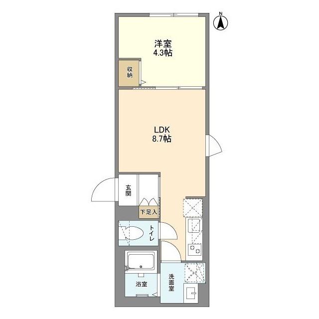 ウェルスクエア笹塚Ⅱ(1LDK/1階)の間取り写真