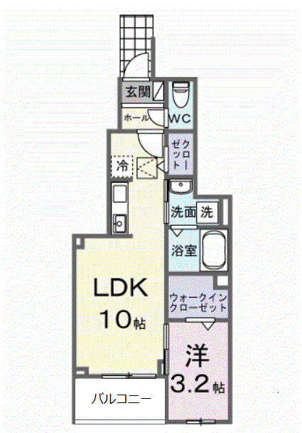 ピースフルⅢ(1LDK/1階)の間取り写真