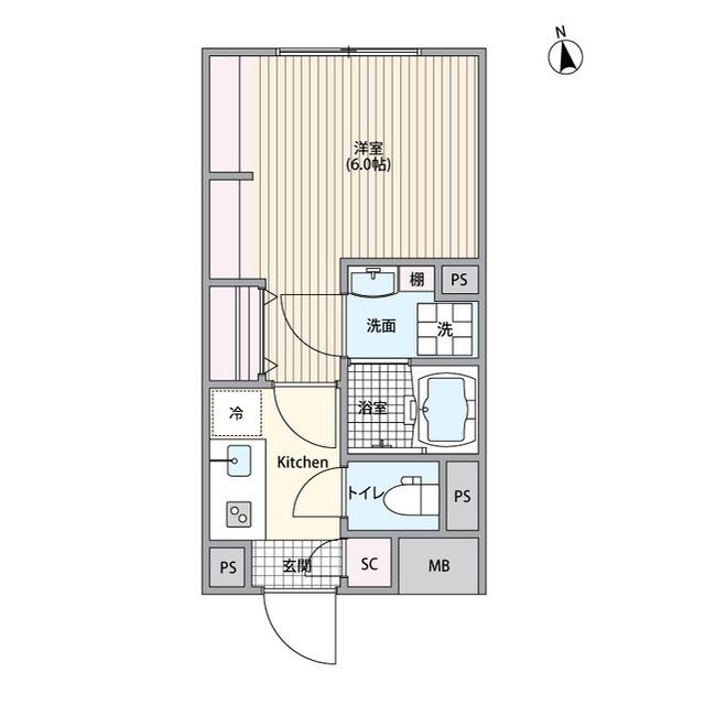エルファーロ笹塚Ⅲ(1K/2階)の間取り写真