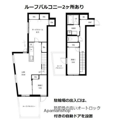 COEUR BLANC西荻窪(2SLDK/4階)の間取り写真