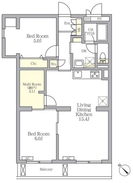 メゾンカルム中落合サウス(2SLDK/1階)の間取り写真