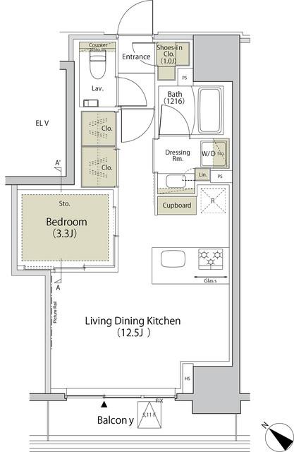ザ・パークハビオ江古田(1LDK/8階)の間取り写真