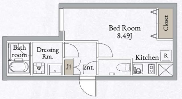 LIVEFLAT高田馬場(ワンルーム/2階)の間取り写真