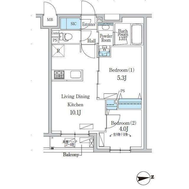 デュオフラッツ千歳船橋(2LDK/2階)の間取り写真