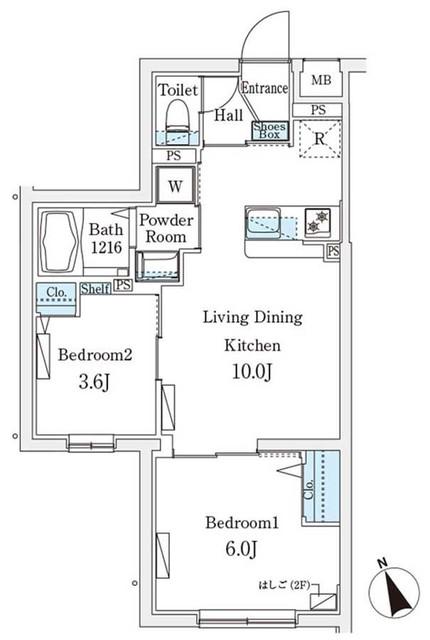 CREATIF駒澤大学前(2LDK/1階)の間取り写真