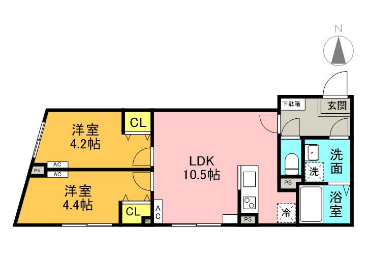 G.T.A. 中野坂上(2LDK/4階)の間取り写真