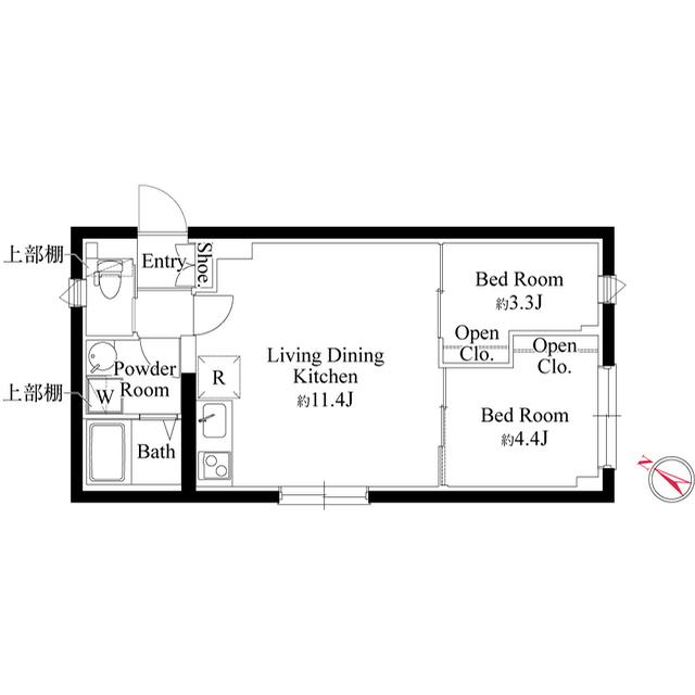 CASA GRAZIE 杉並和田(2LDK/3階)の間取り写真