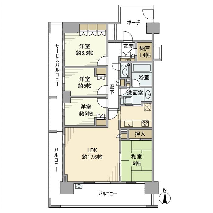 デライトシティブレスコート(4LDK/2階)の間取り写真