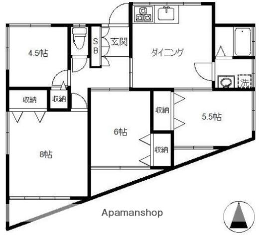 ハウスポート鷺宮三丁目(4DK/2階)の間取り写真