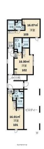 フィオーネ上石神井(1K/1階)の間取り写真