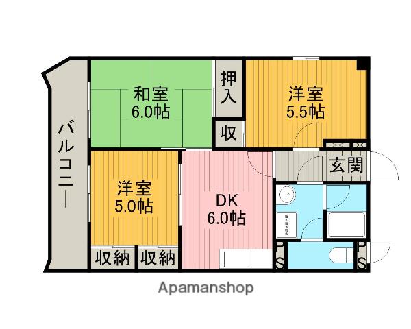 マンション・カンギン(3DK/1階)の間取り写真