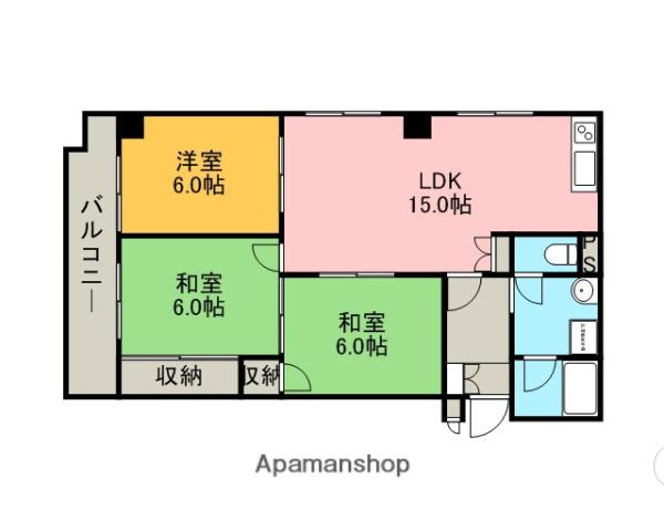 タカギビル8(3LDK/4階)の間取り写真