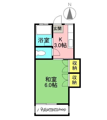 コーポユーA(1K/1階)の間取り写真