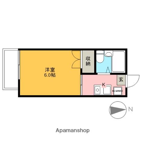 ハイツアカシア(1K/2階)の間取り写真