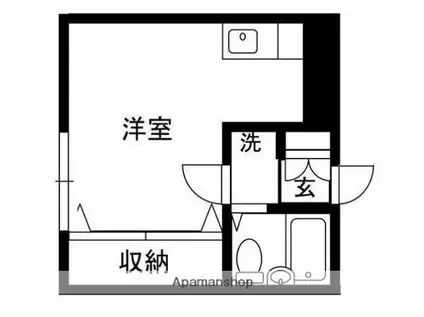 パティオ武蔵野(ワンルーム/2階)の間取り写真