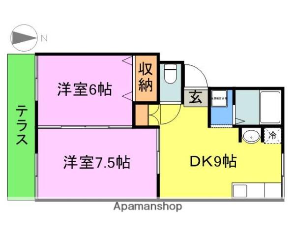 スコットハイツⅠ(2DK/1階)の間取り写真