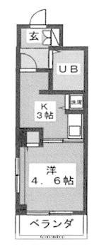 ヘリオス378立川(1K/2階)の間取り写真
