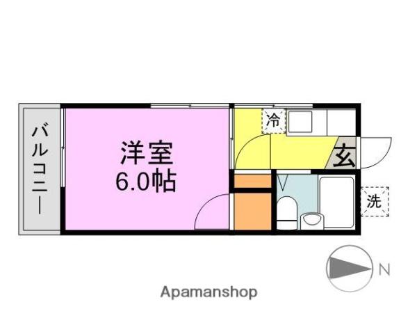 朋栄ハイツ(1K/1階)の間取り写真