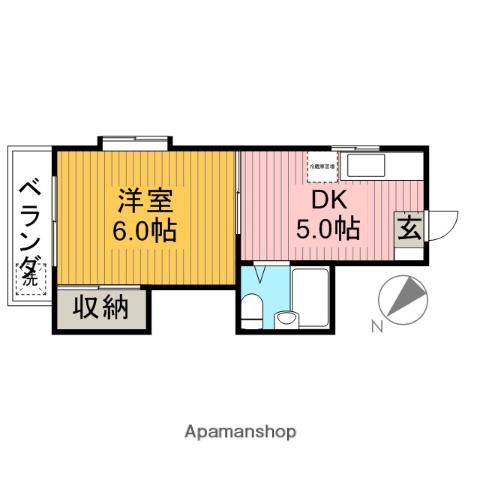ラスール・イナⅥ(1DK/2階)の間取り写真