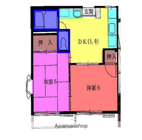 ロジ・カナールC棟(2DK/1階)の間取り写真