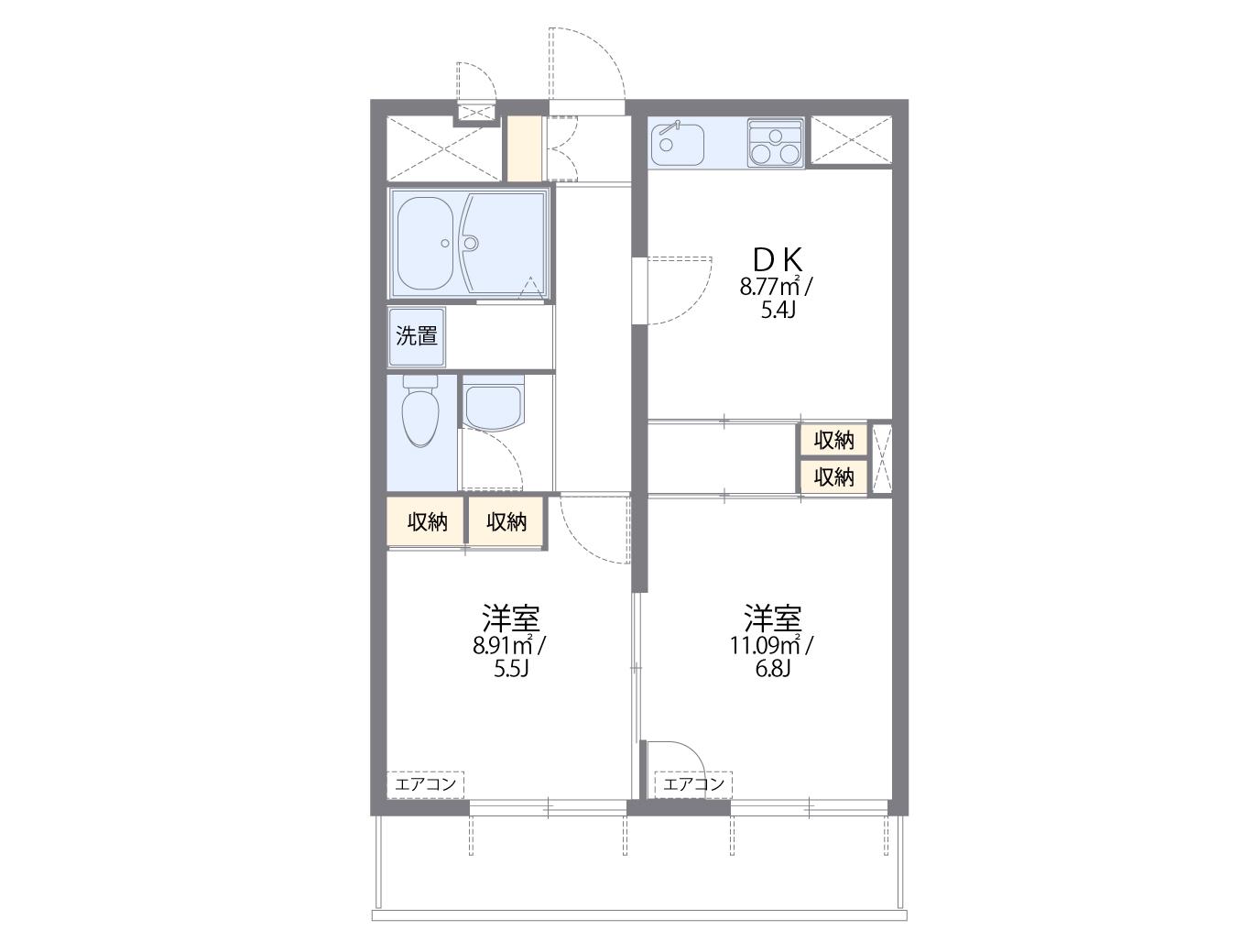 レオパレスプレシア 4階階 間取り