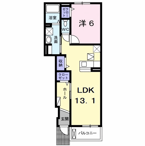 アンタレス・タツイ(1LDK/1階)の間取り写真