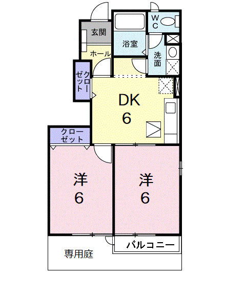 ブレッザ(2DK/1階)の間取り写真