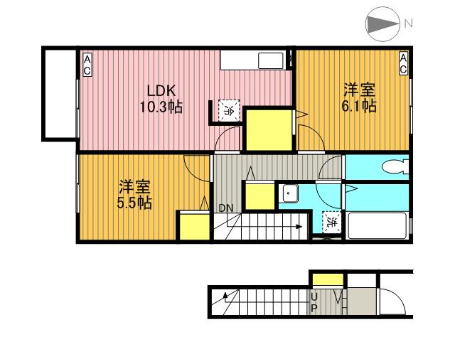 セジュールプレリー(2LDK/2階)の間取り写真