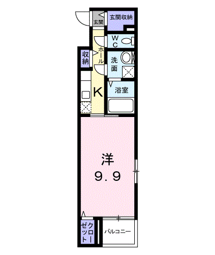 ヒルズ小平(1K/3階)の間取り写真