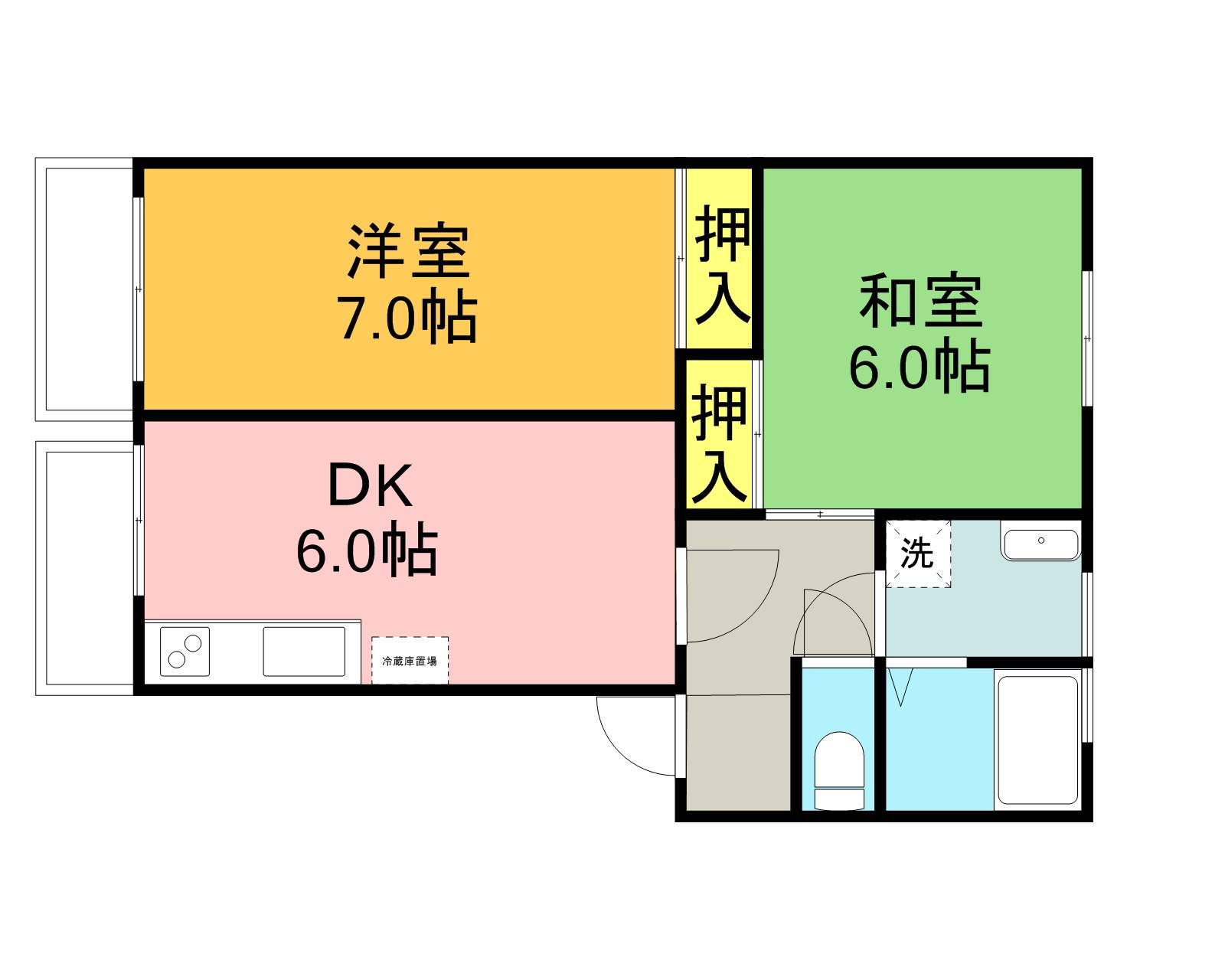 モンシャトー小川(2DK/2階)の間取り写真