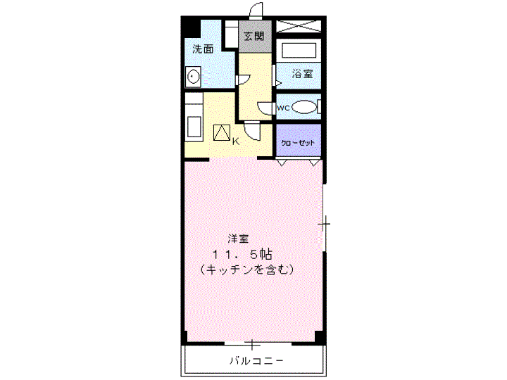 ドーミトリー(1K/1階)の間取り写真