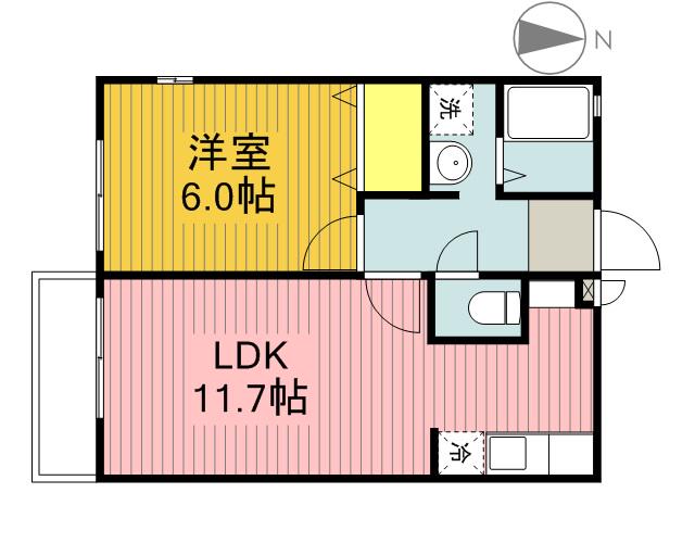 めぞんつねみ(1LDK/2階)の間取り写真