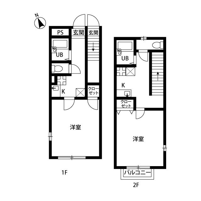 アムール萩山(1K/2階)の間取り写真