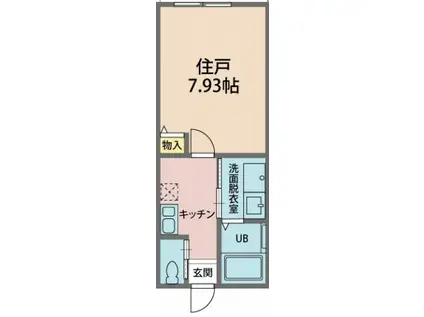 カインドネス東大和(1K/1階)の間取り写真